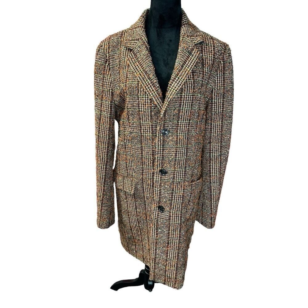 Scotch & Soda Brown Plaid Pea Coat - Picture 4 of 14